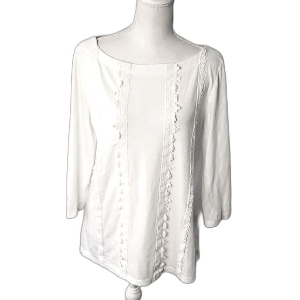 Blouse by Loft Lacey 3/4 sleeve White Size L